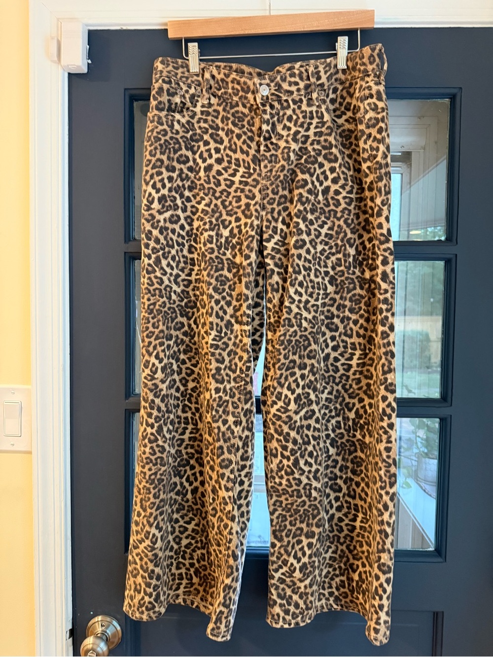 American Eagle Outfitters Leopard Print Wide-Leg Pants - Brown/Black